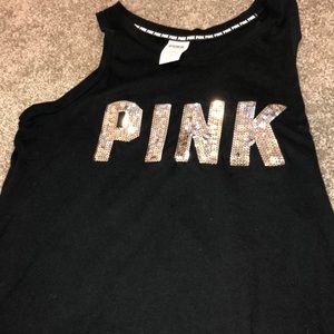 PINK VS black and gold tank top never warn before